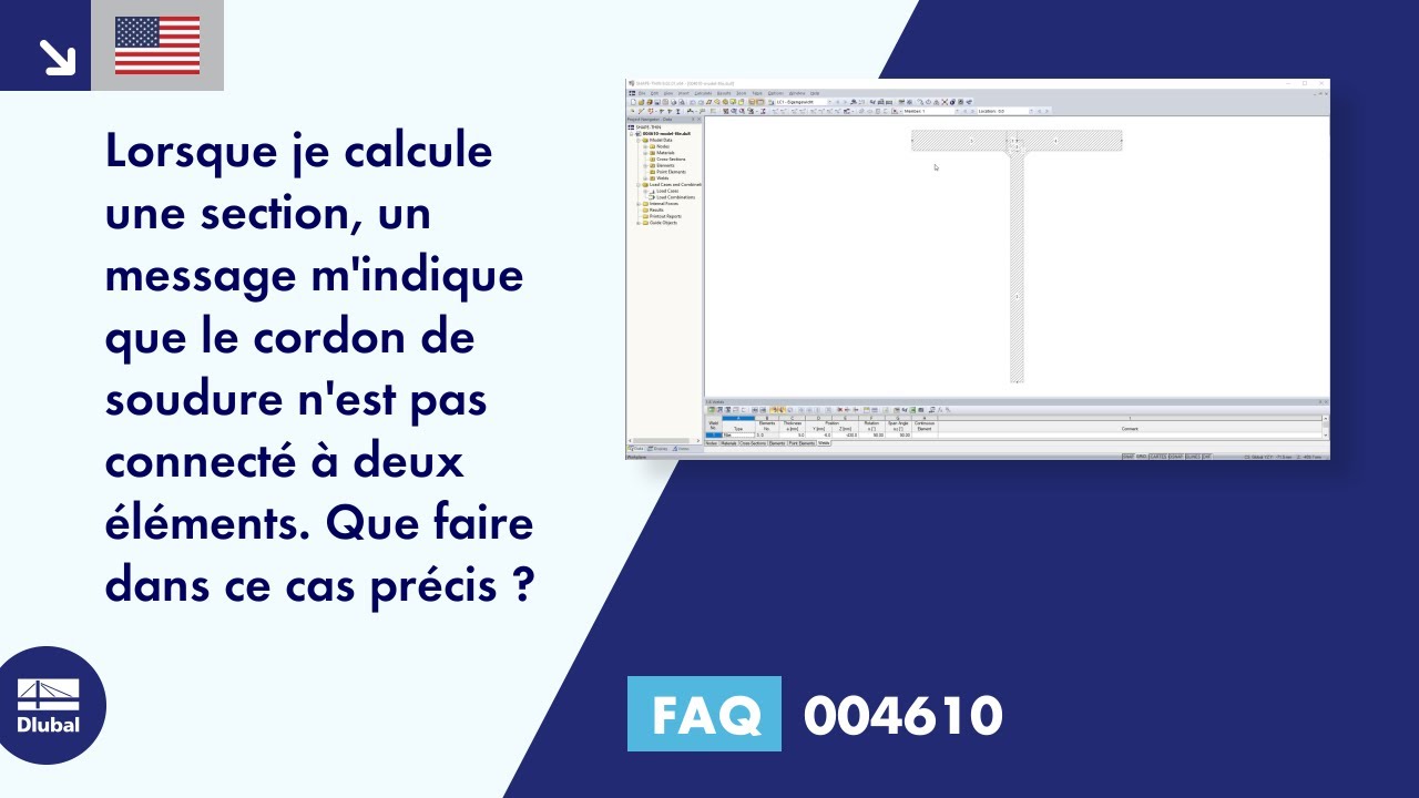 [FR] FAQ 004610 | Lors du calcul d&#39;une section, un message m&#39;indique que la soudure n&#39;est pas connectée ...