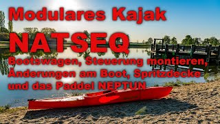 Test Kajak Natseq und das Paddel Neptun -  Bootswagen, Steuerung, Spritzdecke, Kipptest am Wasser