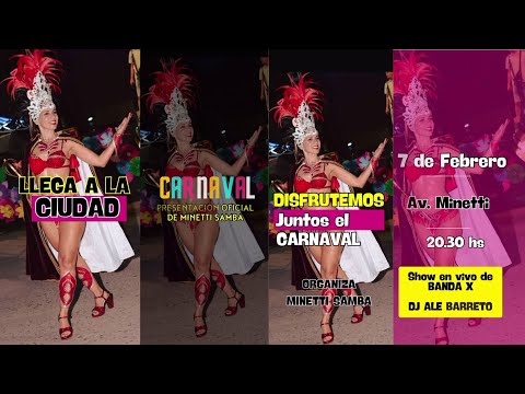 VILLA MINETTI - 1era. NOCHE DEL CARNAVAL 2026 - MINETTI SAMBA - BANDA X y DJ ALE BARRETO - 7-02-2026