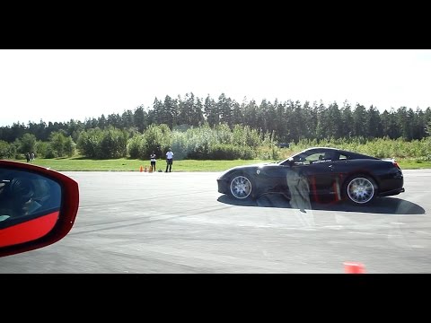 Nissan GTR vs Ferrari 599 GTB F1 (both stock) UNCUT