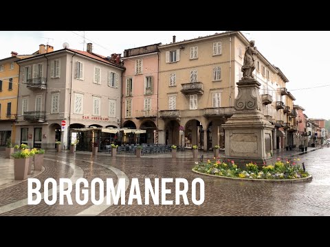 Borgomanero Novara Italy🇮🇹Virtual walking tour around the city under the rain with natural sounds.