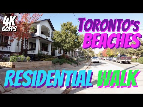 Autumn Walk in Toronto's Beaches Residential Neighbourhood [4K 60fps / ASMR Travel / Canada 2021]