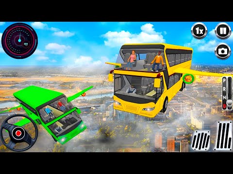 Flying Bus Driving 3D - Real Air Coach Driver Simulator - Android GamePlay