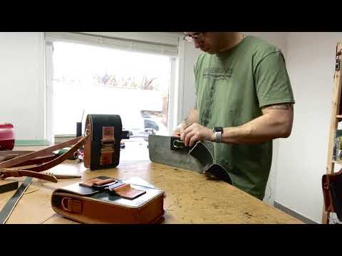 Working on third all green bridle leather cross body satchel with a titanium tactical cobra lock