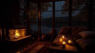 Rainy Autumn Escape In The Forest | Warm Fireplace Ambience For Sleep And Inner Calm