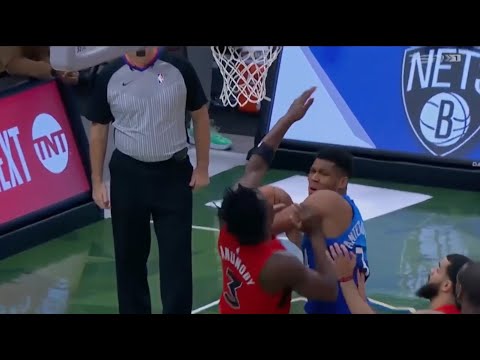 Giannis Sends OG Anunoby Falling With An Dirty Elbow To The Jaw