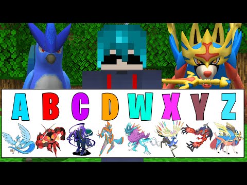 ALFABETO DE POKÉMON LENDÁRIO DECIDE MEU TIME NO MINECRAFT PIXELMON