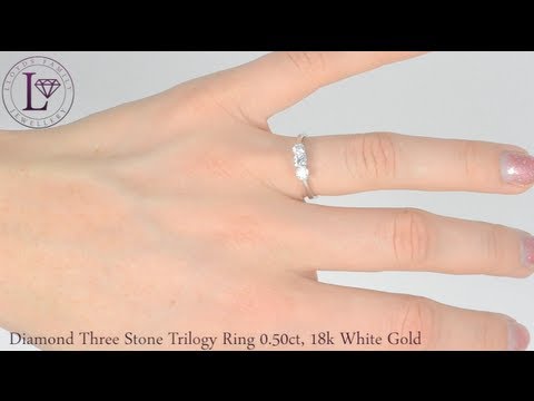 Diamond Three Stone Trilogy Ring 0.50ct, 18k White Gold (LFXYR6774W)