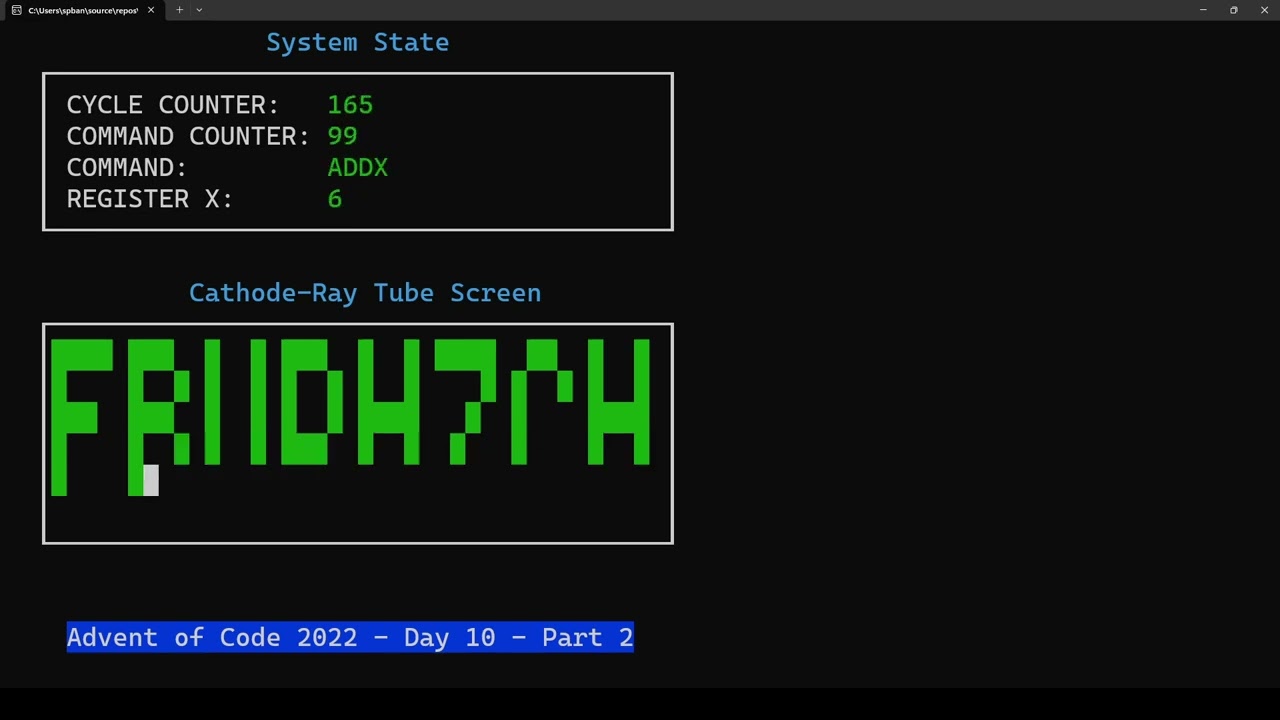 Advent of Code 2022 Day 10 - Visualization