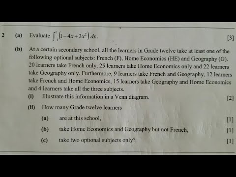 202 paper 2, integral and set exam question (ECZ)