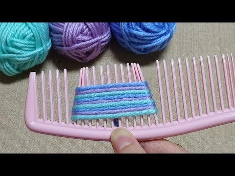 Easy Woolen Flower Craft Ideas with Hair Comb - Hand Embroidery Amazing Trick - Wool Design