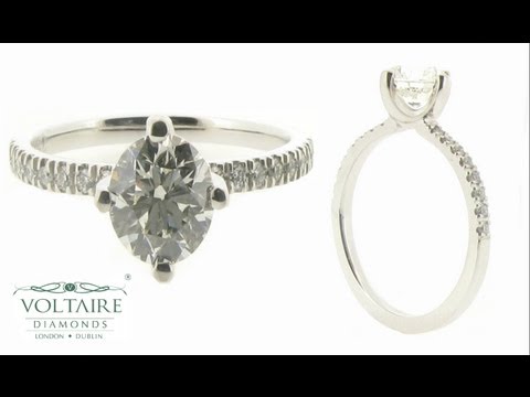 Round Brilliant Four Claw Compass Set with Scallop Shoulders Engagement Ring ER 1981