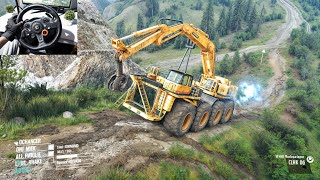 Ultimate Caterpillar 257M 8x8 Highly Dangerous Roads Mudrunner Gameplay Logitech G29