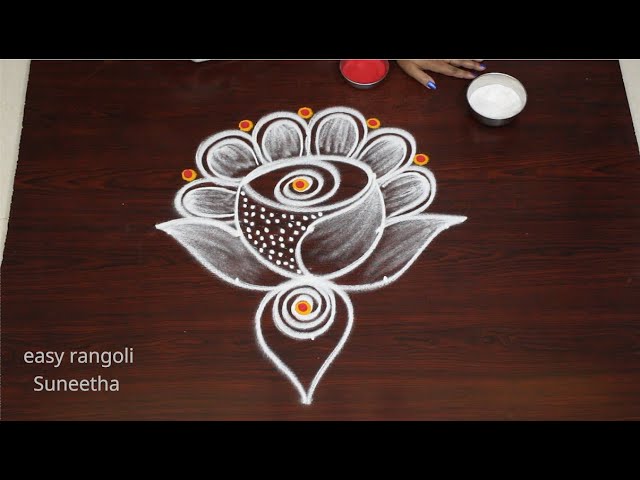 Creative muggulu with 5 dots kolam design by easy rangoli