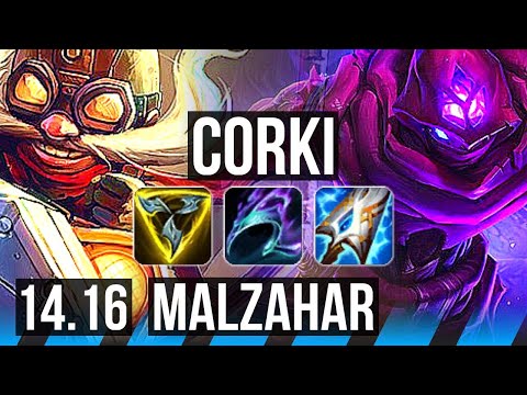 CORKI vs MALZAHAR (MID) | 8 solo kills, Dominating | EUW Master | 14.16
