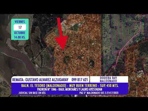 Gustavo Alvarez Alzugaray remate judicial muy buen terreno en Balneario El Tesoro  (Maldonado).