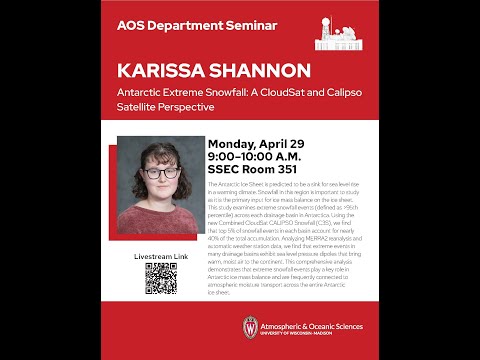 UW-AOS Department Seminar - April 29, 2024 -  Karissa Shannon