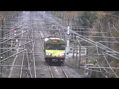 Dart numbers 8323 + 8123 - Station Road railway bridge, Portmarnock, Dublin
