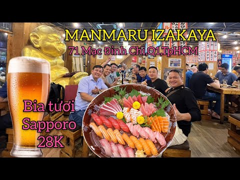 Manmaru Izakaya quán nhậu kiểu Nhật Bản giá rẻ bia tươi Sapporo 28 no dia 28 de Sai Gòn.