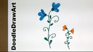 Drawing: How To Draw Flowers - Step by Step easy cartoon Posies!  Easy for kids or beginners