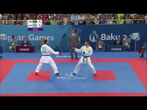 Aykhan Mamayev wins a home gold in the  84kg kumite  Karate  Baku 2015 European Games 720
