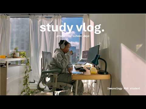 study vlog | realistic and productive week in my life, school days, medical immunology PhD student