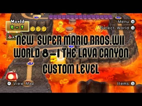 New Super Mario Bros. Wii (TAS) World 8-1 [The Lava Canyon] Custom Level
