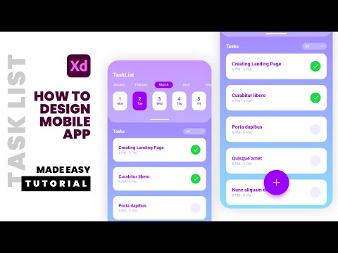 Mobile App UI Design in Adobe XD Task List App Tutorial 2020