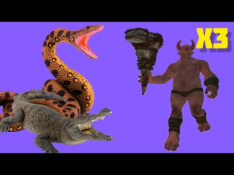 Reptiles vs x3 Ogre lord Animal Revolt Battle Simulator.