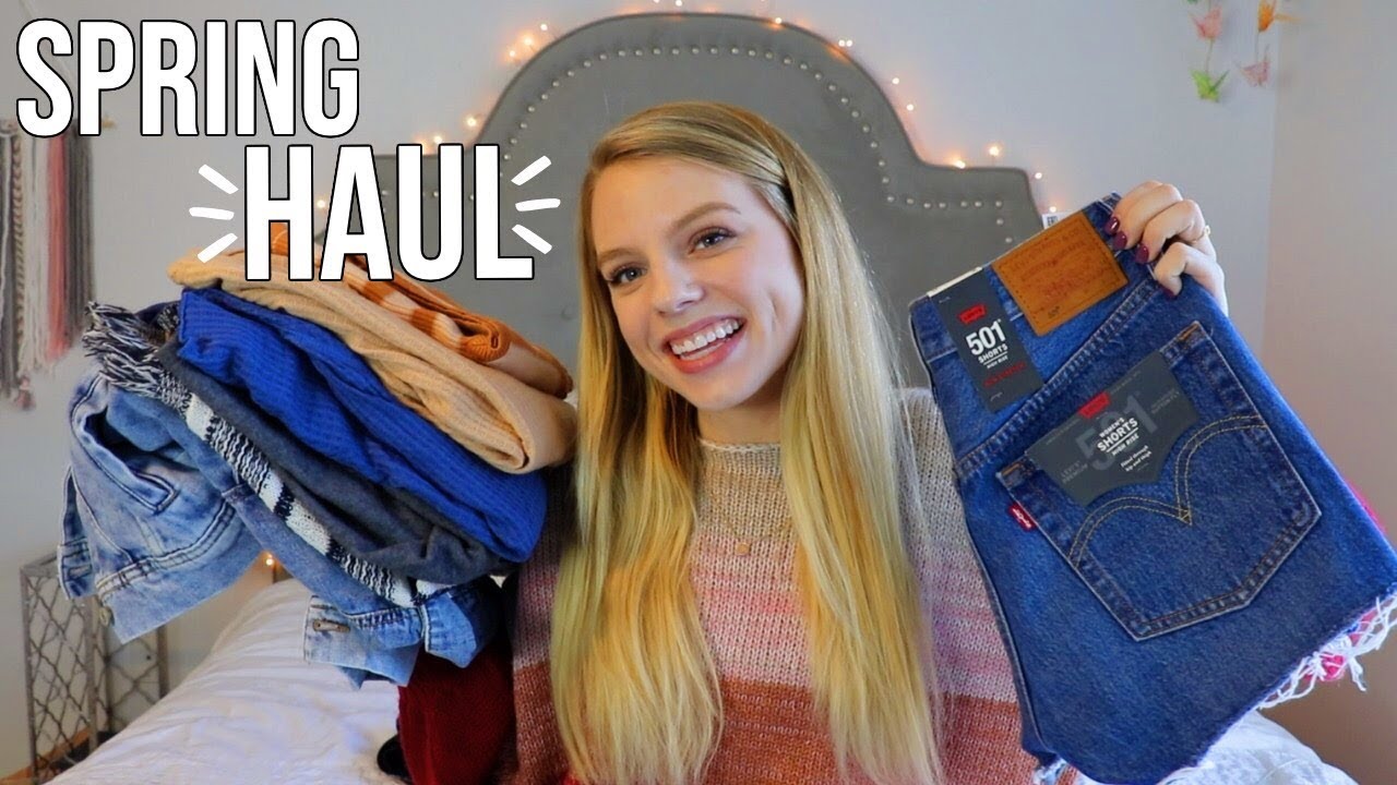 TRY ON HAUL!!! The cutest things for spring! Levi's, Free People, Lulus, + more!!