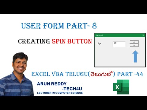 EXCEL VBA TELUGU PART - 44 || EXCEL VBA SPIN BUTTON IN TELUGU ||