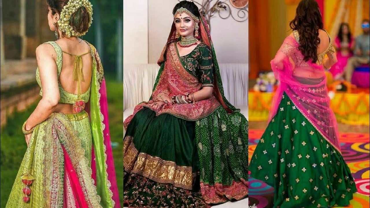 Watch video Beautiful Lehenga Colour combination Ideas || Green lehenga designs Now Beautiful Lehenga Colour combination Ideas || Green lehenga designs