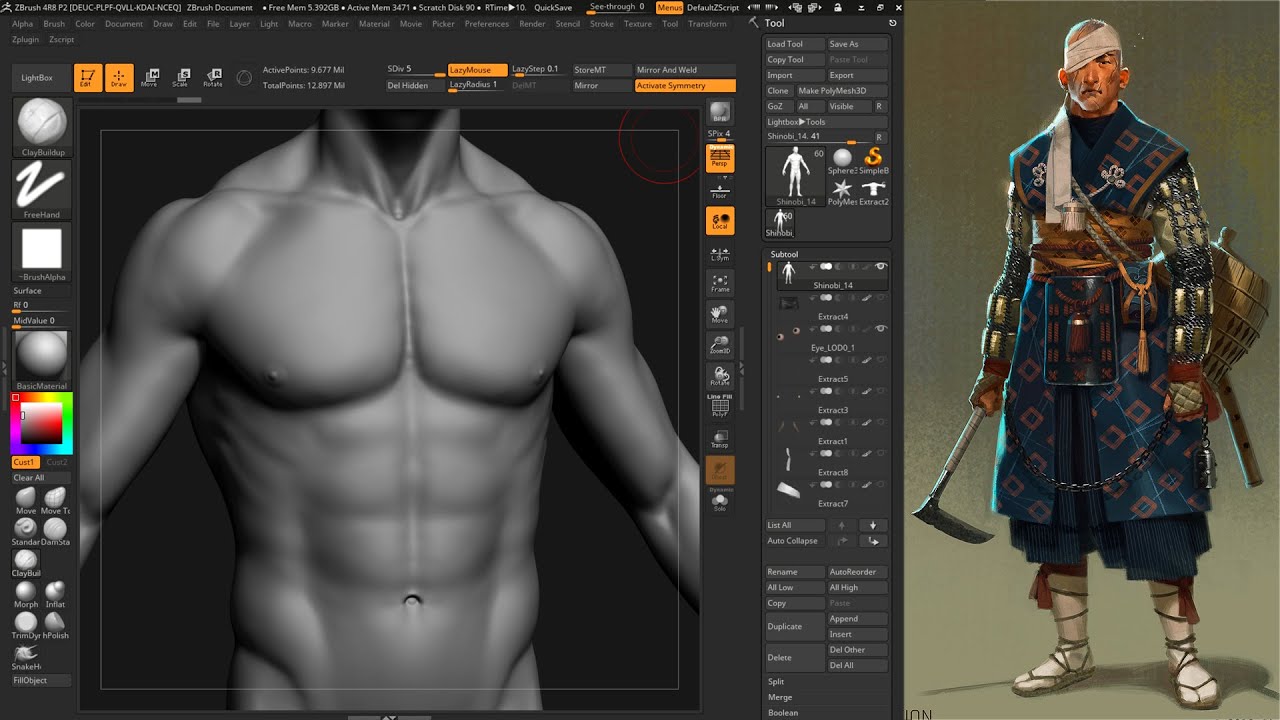 Zbrush tutorials game character modelling by Ilya Gagarin