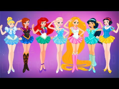 Disney Princess Elsa Anna Rapunzel Ariel Cinderella as Sailor Moon Cosplay Challenge Dress Up Game