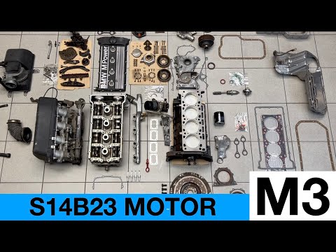 BMW S14 engine in individual parts, M3 E30 series shock absorbers, OEM brake upgrade options