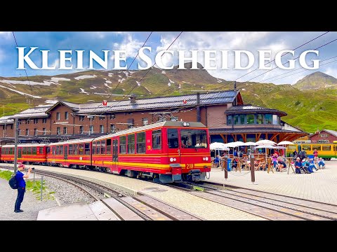 Kleine Scheidegg - Wengen - Lauterbrunnen - Most Beautiful Train Ride in Switzerland, 4K Video