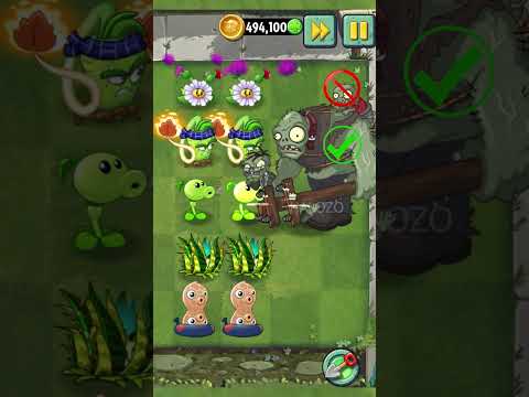PvZ 2 - Four Cell Attack - Tiger Grass & 4 Other Plants Max Level Vs Tutorial Zombie Team