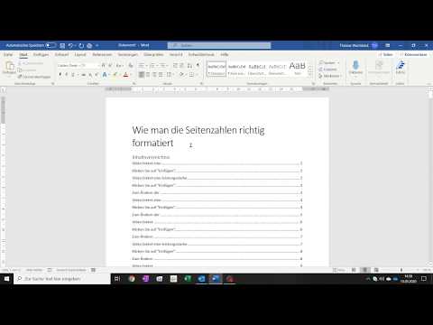 Fußzeile in Word ab Seite X + Inhaltsverzeichnis mit richtigen Seitenzahlen