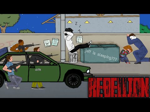 Jeff The Killer , Michael Myers , Chucky  vs  Cj , Claude Speed , Tommy Vercetti. Drawing Cartoons 2