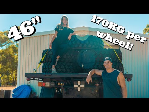 MOST $$$ UNIMOG UPGRADE - Fitting MONSTER 46" TYRES by ourselves! BKT 395/85R20 - Unimog Build #12