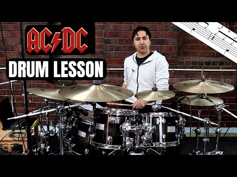 How to play Thunderstruck by ACDC on drums - Drum Lesson