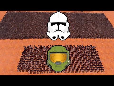 1,000 Halo Spartans VS 10,000 CLONE TROOPERS! - UEBS: Star Wars & Halo Mods
