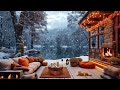 Lakeside Porch Ambience ☕ Winter Morning with Smooth Jazz Music & Fireplace Sounds to Relax, Study