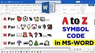 A to Z Symbol Shortcut Codes in MS Word | MS Word Symbol Code