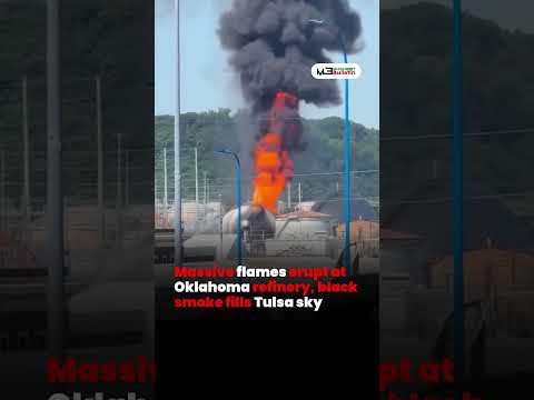 Massive Fire Erupts at Oklahoma Refinery | Huge Flames and Thick Black Smoke Cover Tulsa Sky