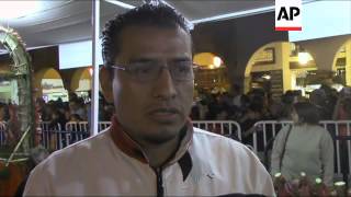 Nativity and Biblical scenes carved from root vegetables in Xmas tradition