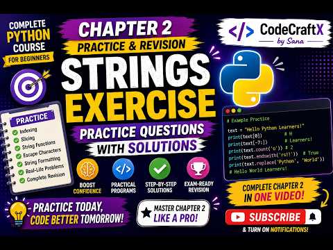Python Strings Practice Questions Solutions Chapter 2 Complete Revision Python For Beginners
