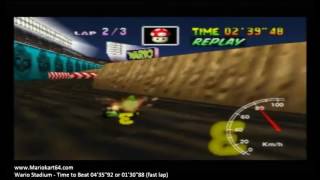 Mario Kart 64 - Time Trials - Wario Stadium 04'35"35 Elite C [N64 PAL]