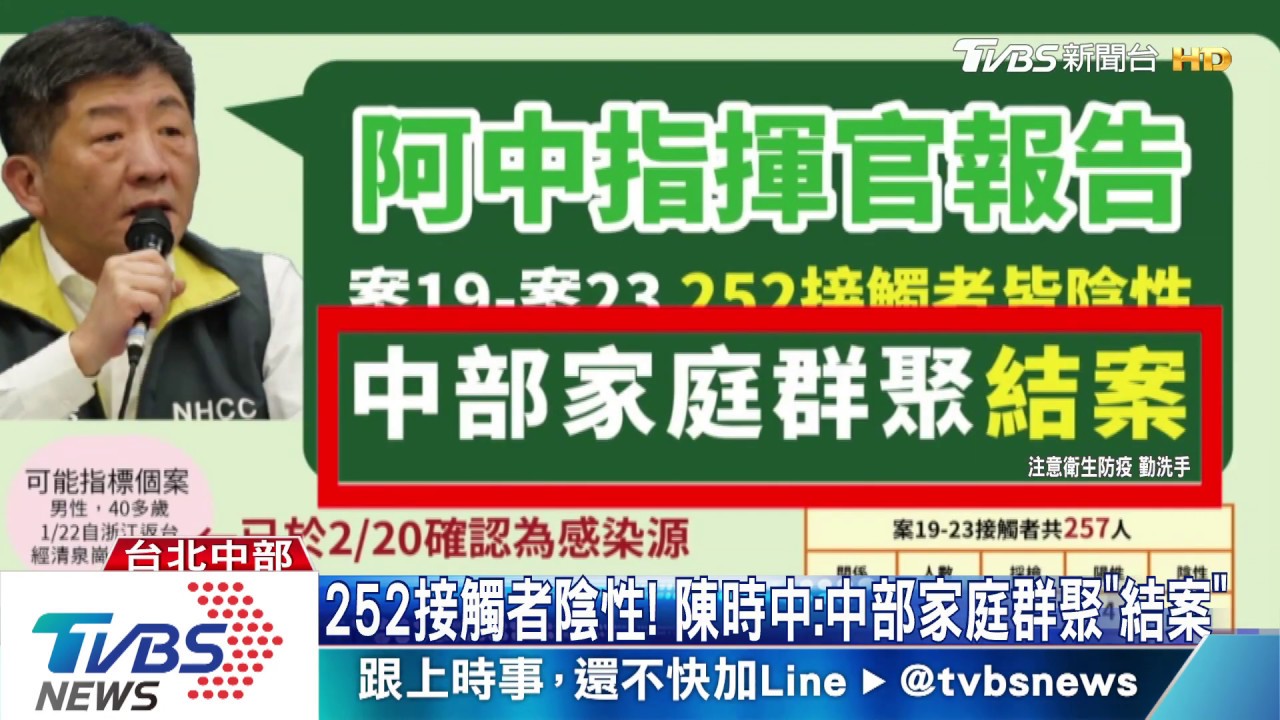 252接觸者陰性！　陳時中：中部家庭群聚「結案」