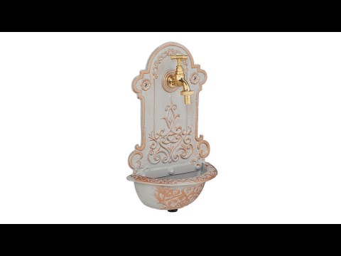 Verzierter Wandbrunnen in Gold & Grau Gold - Grau - Messing - Gusseisen - 22 x 36 x 11 cm